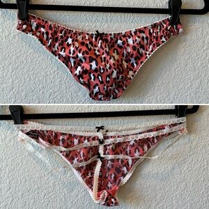 RARE Victoria’s Secret Sexy Little Things Coral Leopard Satin Panty